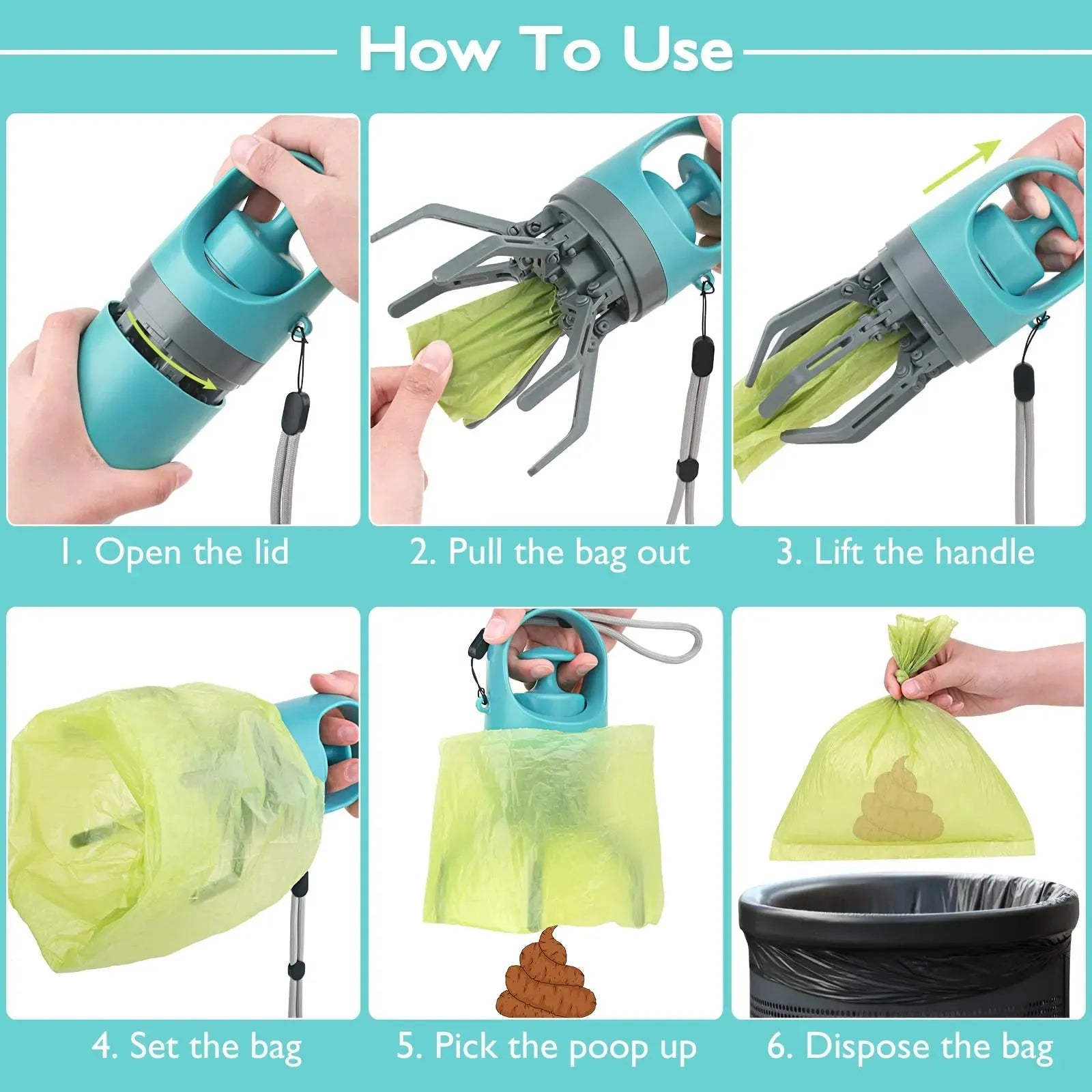 Portable Dog Poop Scooper, Sanitary Dog Waste Picker Upper - Bellarte Enchanté Portable Dog Poop Scooper, Sanitary Dog Waste Picker Upper