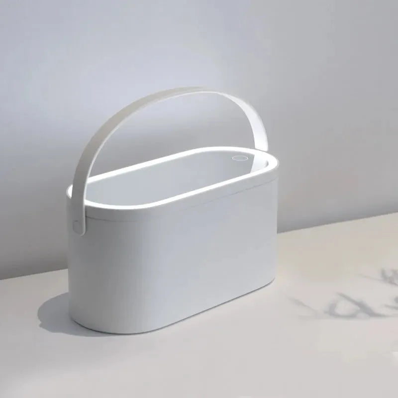Portable Led Desk Storage Cosmetic Mirror Organizer Box With Light - Bellarte Enchanté Portable Led Desk Storage Cosmetic Mirror Organizer Box With Light