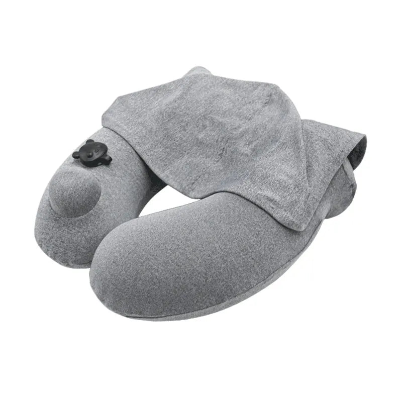 Portable Men And Women Travel Hooded Inflatable U-shaped Pillow - Bellarte Enchanté Portable Men And Women Travel Hooded Inflatable U-shaped Pillow