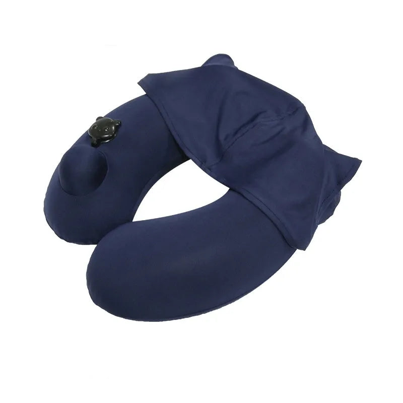 Portable Men And Women Travel Hooded Inflatable U-shaped Pillow - Bellarte Enchanté Portable Men And Women Travel Hooded Inflatable U-shaped Pillow