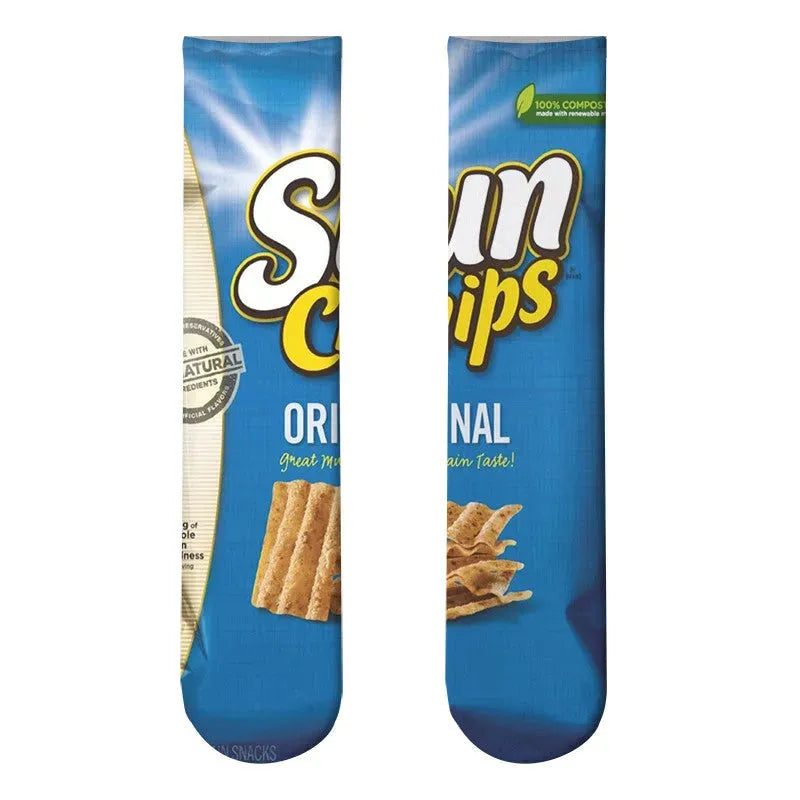 Potato Chips 3D Printed Socks Leshi Odd Zero Food Heat Transfer Stockings Printing Personality - Bellarte Enchanté Potato Chips 3D Printed Socks Leshi Odd Zero Food Heat Transfer Stockings Printing Personality