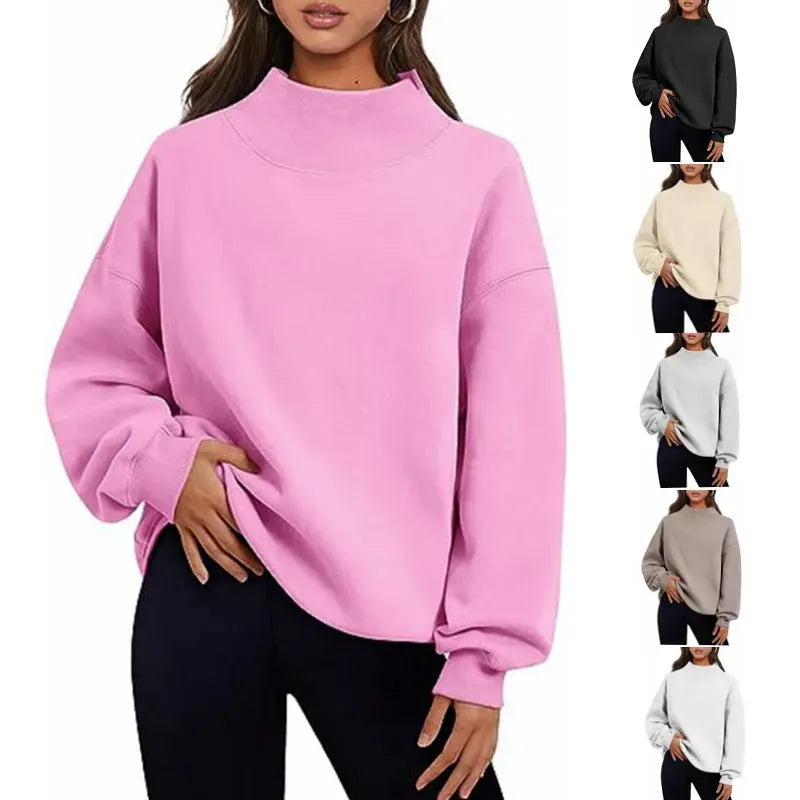 Pullover Sweatshirt Solid Color Loose Tops Round Neck Hoodie Women Thick Clothing - Bellarte Enchanté Pullover Sweatshirt Solid Color Loose Tops Round Neck Hoodie Women Thick Clothing