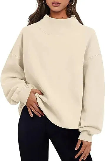 Pullover Sweatshirt Solid Color Loose Tops Round Neck Hoodie Women Thick Clothing - Bellarte Enchanté Pullover Sweatshirt Solid Color Loose Tops Round Neck Hoodie Women Thick Clothing