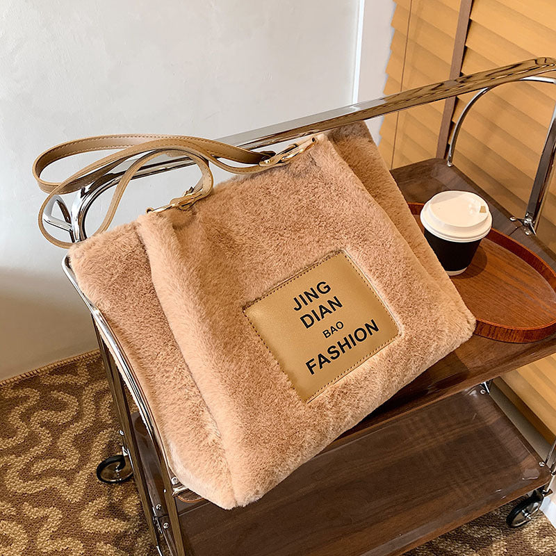 Pure Color Plush Trend Simple Female Bag - Bellarte Enchanté Pure Color Plush Trend Simple Female Bag