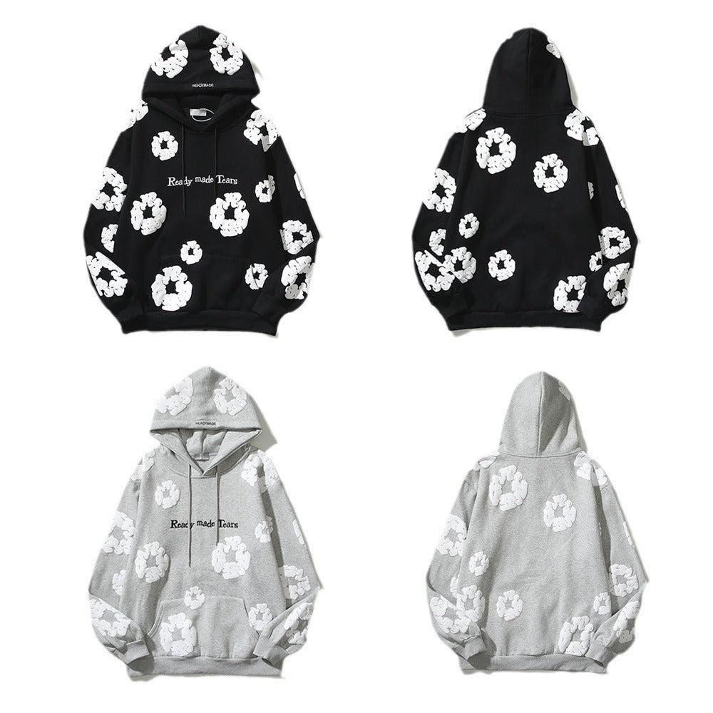 Pure Cotton Coat Three-dimensional Foam Kapok Printed Hoodie Sweater - Bellarte Enchanté Pure Cotton Coat Three-dimensional Foam Kapok Printed Hoodie Sweater
