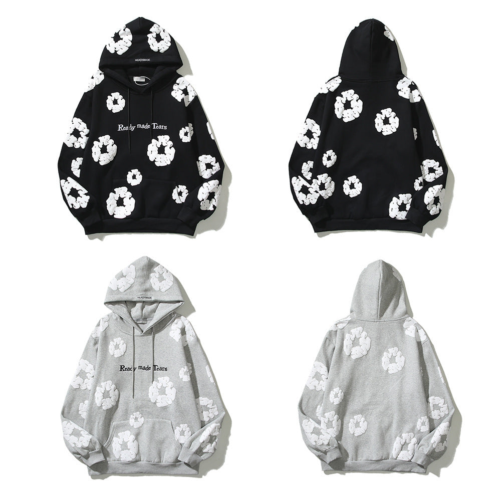 Pure Cotton Coat Three-dimensional Foam Kapok Printed Hoodie Sweater - Bellarte Enchanté Pure Cotton Coat Three-dimensional Foam Kapok Printed Hoodie Sweater