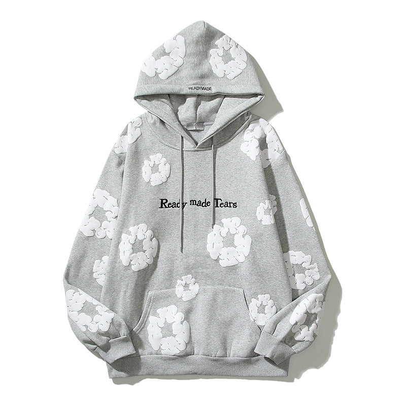 Pure Cotton Coat Three-dimensional Foam Kapok Printed Hoodie Sweater - Bellarte Enchanté Pure Cotton Coat Three-dimensional Foam Kapok Printed Hoodie Sweater