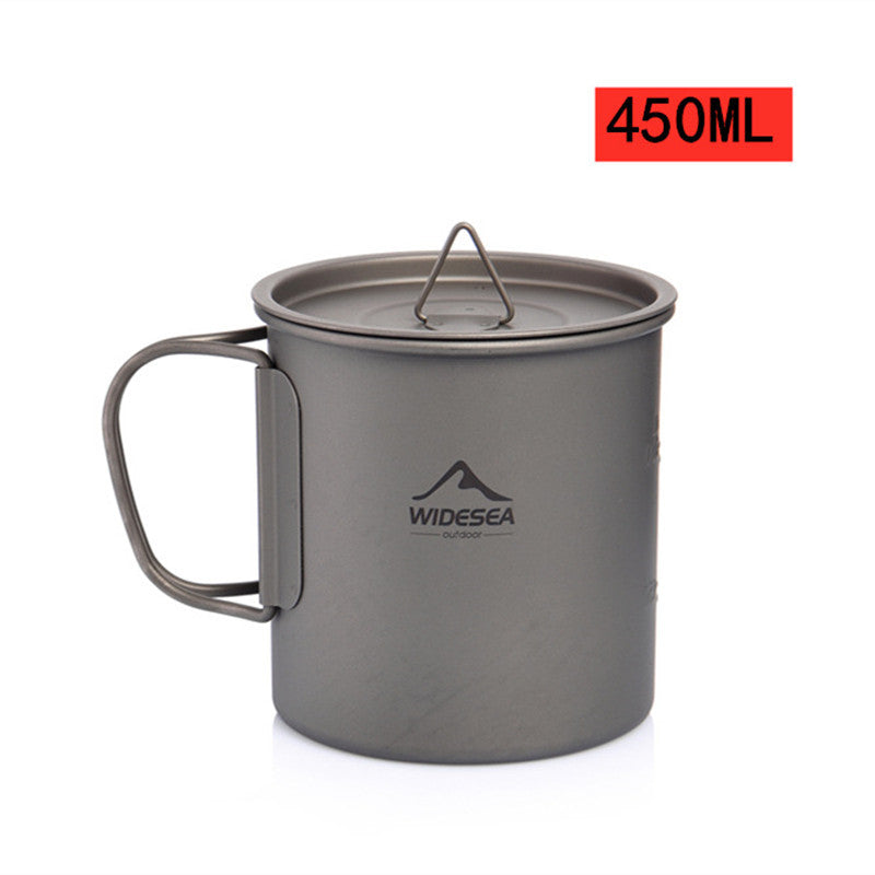 Pure Titanium Outdoor Coffee Cup With Lid Lightweight And Easy To Store Camping Tableware - Bellarte Enchanté Pure Titanium Outdoor Coffee Cup With Lid Lightweight And Easy To Store Camping Tableware