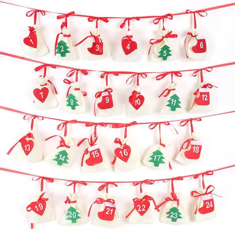 Q Calendar Christmas Gift Hanging Bag 11 X16cm Countdown Hollow Number New Year - Bellarte Enchanté Q Calendar Christmas Gift Hanging Bag 11 X16cm Countdown Hollow Number New Year