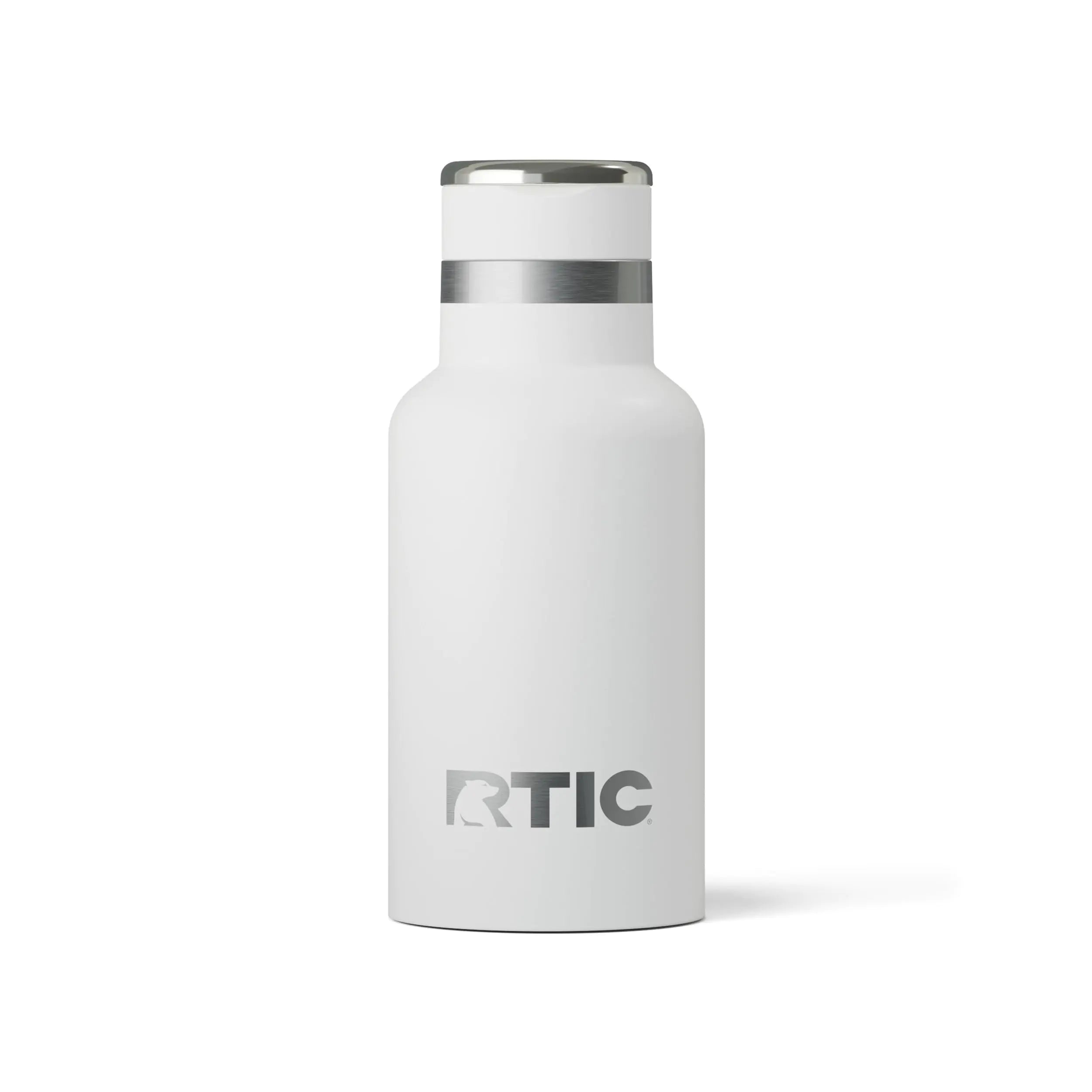 RTIC Little Journey Bottle with Straw Insulated Stainless Steel Metal Double Wall Vacuum-Insulation Ceramic-Lined Leak-Proof Lid BPA-Free Water Flask for Sports Travel White