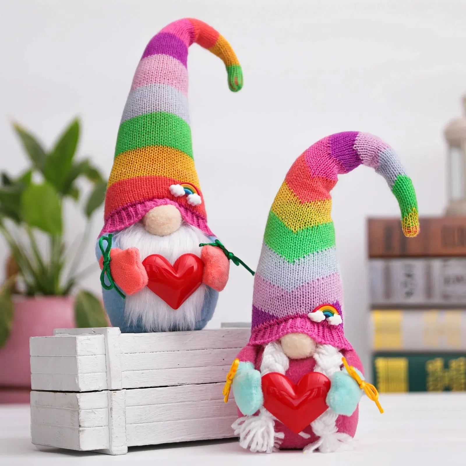 Rainbow Knitted Cap Embrace Love High Cap Faceless Doll Doll - Bellarte Enchanté Rainbow Knitted Cap Embrace Love High Cap Faceless Doll Doll