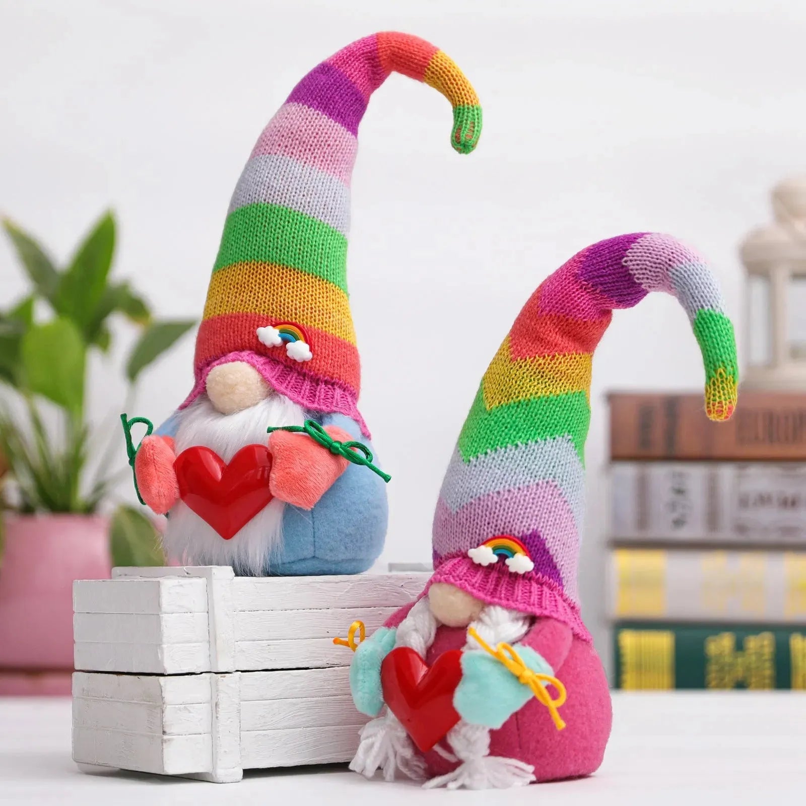 Rainbow Knitted Cap Embrace Love High Cap Faceless Doll Doll - Bellarte Enchanté Rainbow Knitted Cap Embrace Love High Cap Faceless Doll Doll