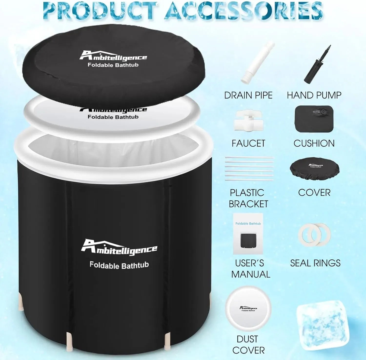 Recovery Ice Tub Foldable Bathtub Outdoor Portable Cold Water Therapy Tub Fitness Rehab Ice Tub For Athletes Long Lasting Insulated Ice Tub, Spa Soaking Bucket - Bellarte Enchanté Recovery Ice Tub Foldable Bathtub Outdoor Portable Cold Water Therapy Tub Fitness Rehab Ice Tub For Athletes Long Lasting Insulated Ice Tub, Spa Soaking Bucket