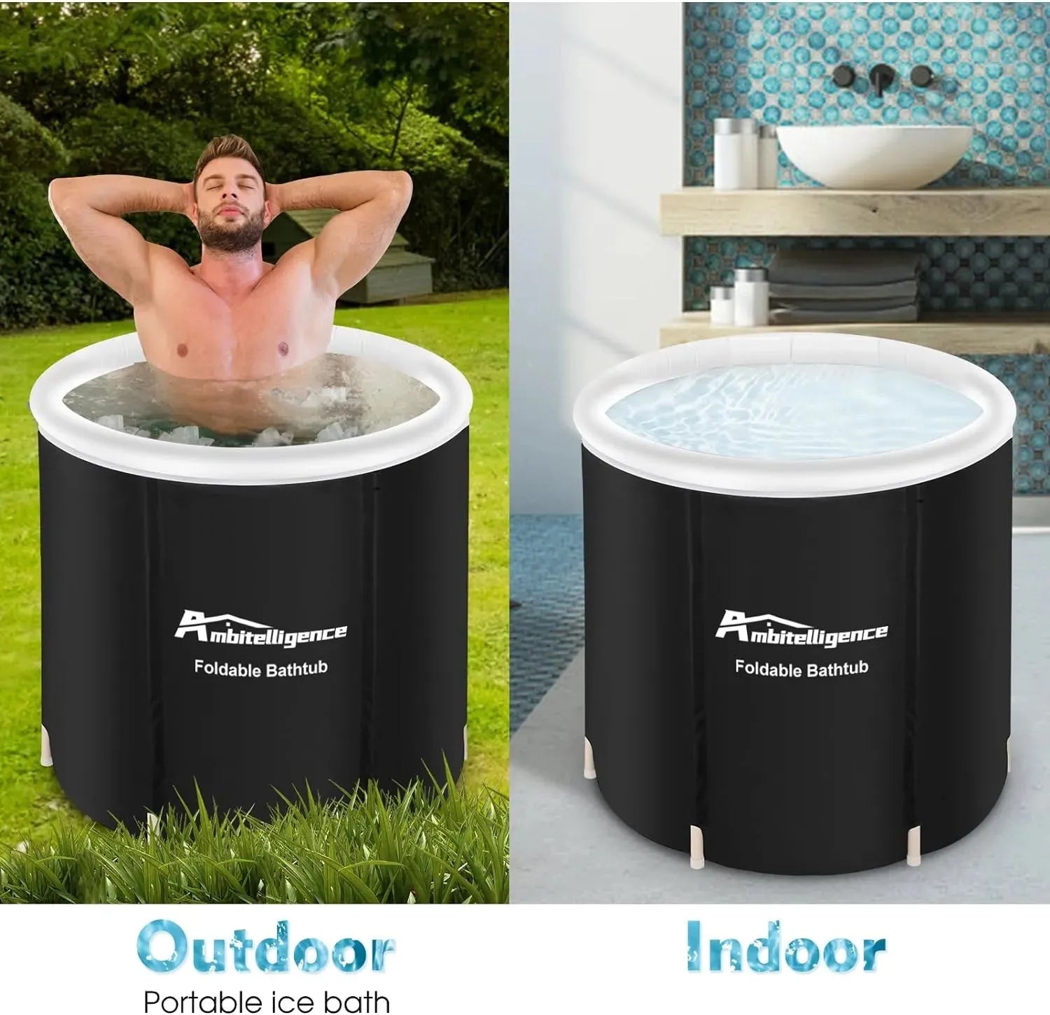 Recovery Ice Tub Foldable Bathtub Outdoor Portable Cold Water Therapy Tub Fitness Rehab Ice Tub For Athletes Long Lasting Insulated Ice Tub, Spa Soaking Bucket - Bellarte Enchanté Recovery Ice Tub Foldable Bathtub Outdoor Portable Cold Water Therapy Tub Fitness Rehab Ice Tub For Athletes Long Lasting Insulated Ice Tub, Spa Soaking Bucket
