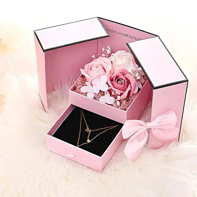 Red Rose Packaging Box For Double Opening Bow Knot Door - Bellarte Enchanté Red Rose Packaging Box For Double Opening Bow Knot Door