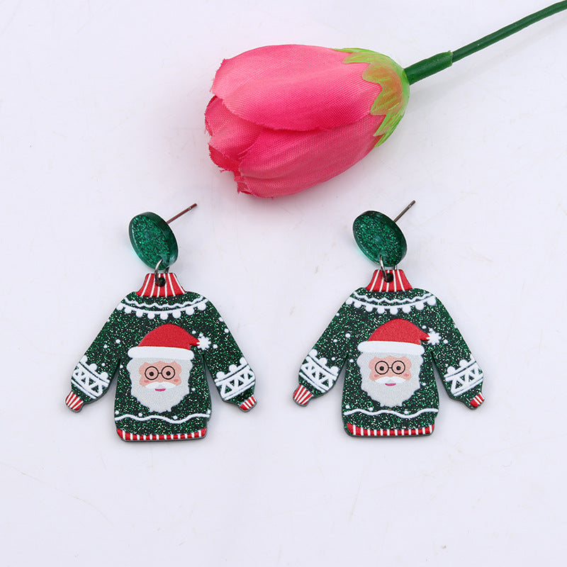 Red Sweater Christmas Earrings Cute Elk Female - Bellarte Enchanté Red Sweater Christmas Earrings Cute Elk Female