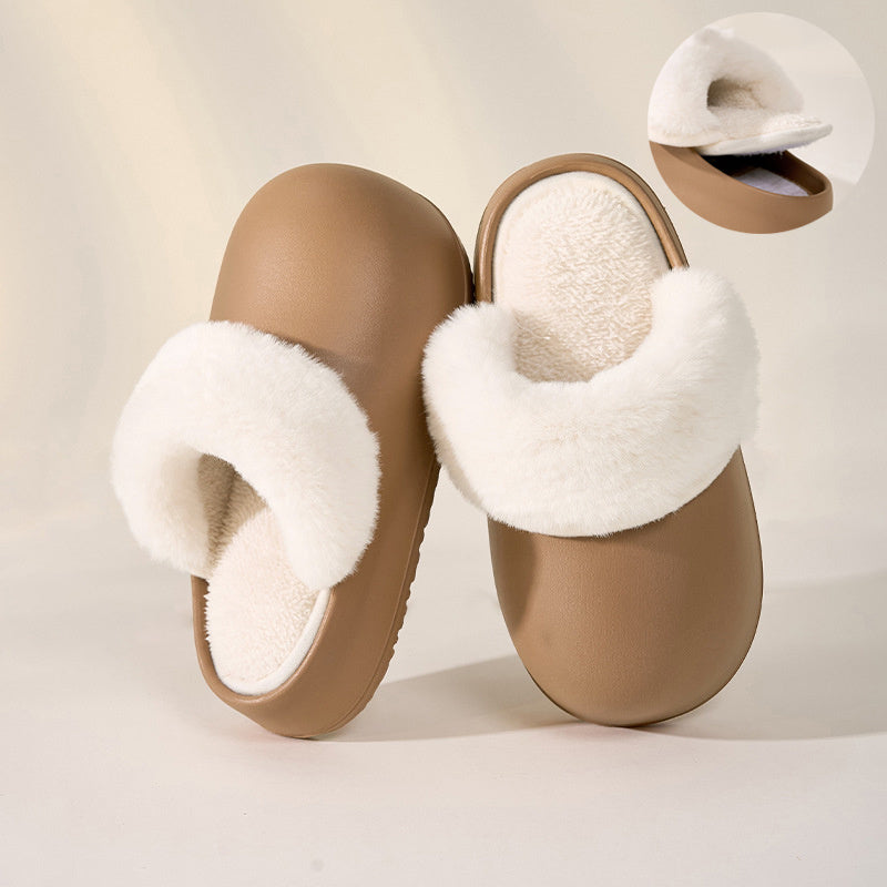 Removable Slippers Winter Waterproof Plush Shoes Household Thick Bottom Detachable Warm Fuzzy Home Slippers Bedroom House Shoes Women - Bellarte Enchanté Removable Slippers Winter Waterproof Plush Shoes Household Thick Bottom Detachable Warm Fuzzy Home Slippers Bedroom House Shoes Women