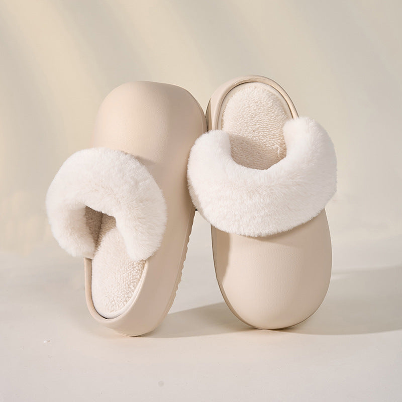Removable Slippers Winter Waterproof Plush Shoes Household Thick Bottom Detachable Warm Fuzzy Home Slippers Bedroom House Shoes Women - Bellarte Enchanté Removable Slippers Winter Waterproof Plush Shoes Household Thick Bottom Detachable Warm Fuzzy Home Slippers Bedroom House Shoes Women