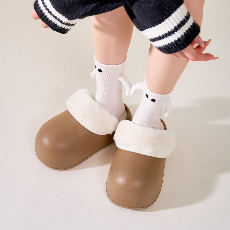 Removable Slippers Winter Waterproof Plush Shoes Household Thick Bottom Detachable Warm Fuzzy Home Slippers Bedroom House Shoes Women - Bellarte Enchanté Removable Slippers Winter Waterproof Plush Shoes Household Thick Bottom Detachable Warm Fuzzy Home Slippers Bedroom House Shoes Women