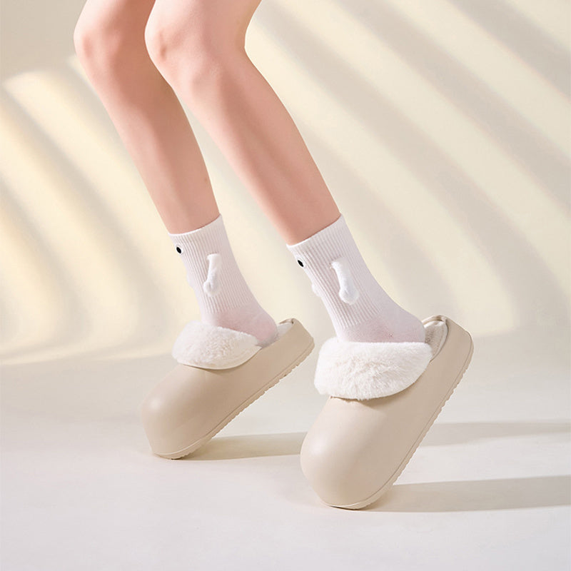 Removable Slippers Winter Waterproof Plush Shoes Household Thick Bottom Detachable Warm Fuzzy Home Slippers Bedroom House Shoes Women - Bellarte Enchanté Removable Slippers Winter Waterproof Plush Shoes Household Thick Bottom Detachable Warm Fuzzy Home Slippers Bedroom House Shoes Women