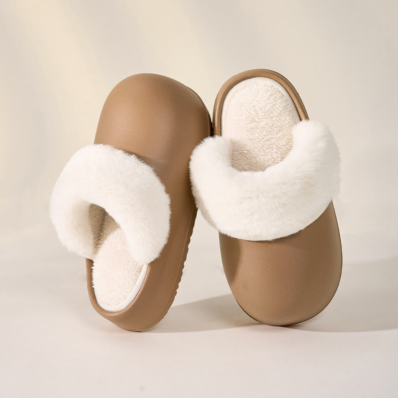 Removable Slippers Winter Waterproof Plush Shoes Household Thick Bottom Detachable Warm Fuzzy Home Slippers Bedroom House Shoes Women - Bellarte Enchanté Removable Slippers Winter Waterproof Plush Shoes Household Thick Bottom Detachable Warm Fuzzy Home Slippers Bedroom House Shoes Women