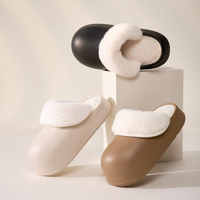 Removable Slippers Winter Waterproof Plush Shoes Household Thick Bottom Detachable Warm Fuzzy Home Slippers Bedroom House Shoes Women - Bellarte Enchanté Removable Slippers Winter Waterproof Plush Shoes Household Thick Bottom Detachable Warm Fuzzy Home Slippers Bedroom House Shoes Women