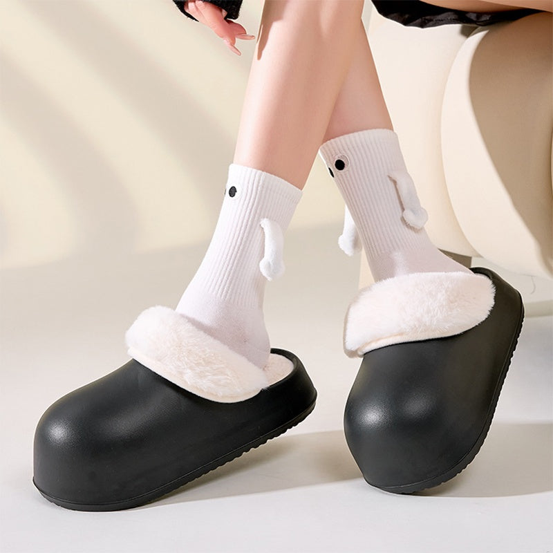 Removable Slippers Winter Waterproof Plush Shoes Household Thick Bottom Detachable Warm Fuzzy Home Slippers Bedroom House Shoes Women - Bellarte Enchanté Removable Slippers Winter Waterproof Plush Shoes Household Thick Bottom Detachable Warm Fuzzy Home Slippers Bedroom House Shoes Women