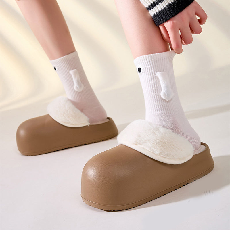 Removable Slippers Winter Waterproof Plush Shoes Household Thick Bottom Detachable Warm Fuzzy Home Slippers Bedroom House Shoes Women - Bellarte Enchanté Removable Slippers Winter Waterproof Plush Shoes Household Thick Bottom Detachable Warm Fuzzy Home Slippers Bedroom House Shoes Women