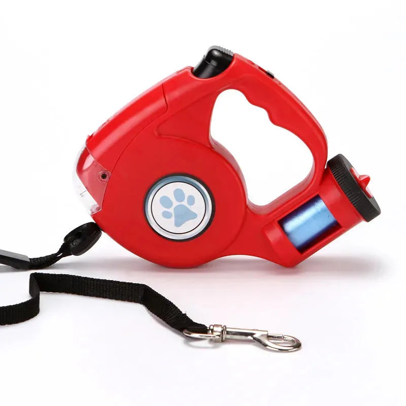 Retractable Dog Leash Equipped With Flashlight And Rubbish Bag Storage - Bellarte Enchanté Retractable Dog Leash Equipped With Flashlight And Rubbish Bag Storage