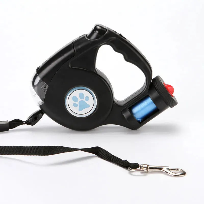 Retractable Dog Leash Equipped With Flashlight And Rubbish Bag Storage - Bellarte Enchanté Retractable Dog Leash Equipped With Flashlight And Rubbish Bag Storage