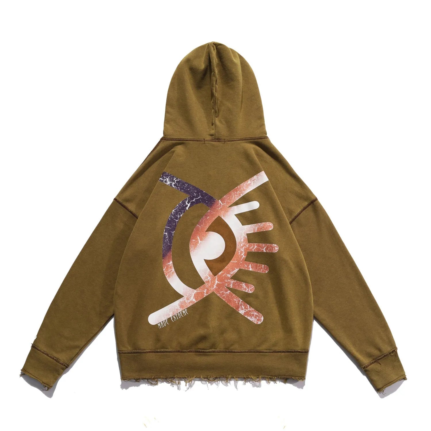 Retro American Loose Tassel Ruined Washed Dirty Hooded Sweater - Bellarte Enchanté Retro American Loose Tassel Ruined Washed Dirty Hooded Sweater