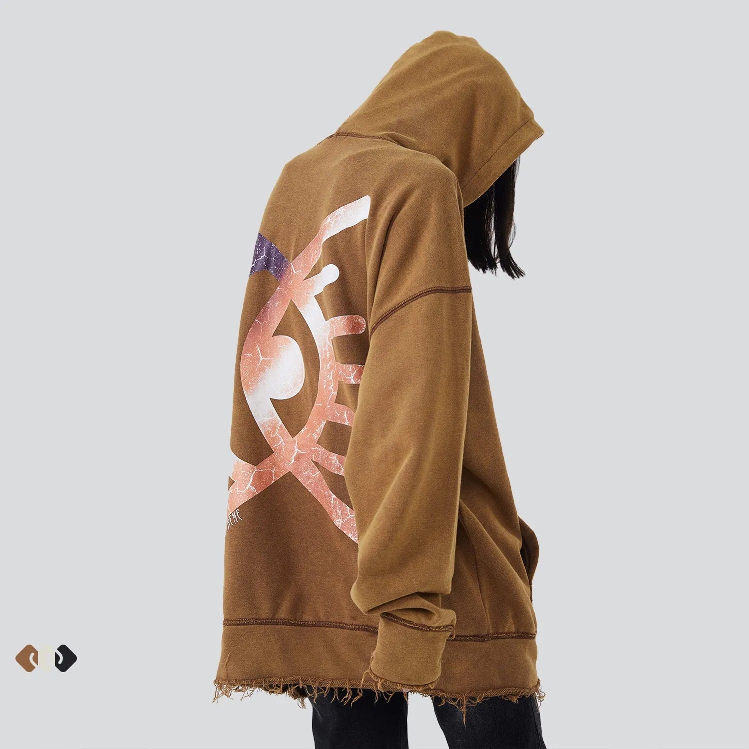 Retro American Loose Tassel Ruined Washed Dirty Hooded Sweater - Bellarte Enchanté Retro American Loose Tassel Ruined Washed Dirty Hooded Sweater