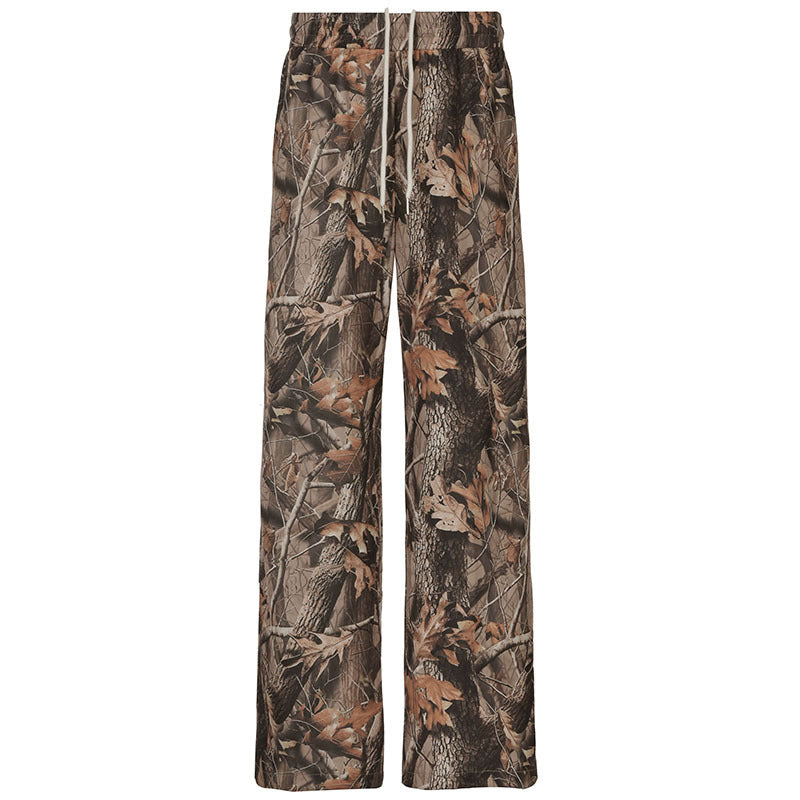 Retro Branch Print Loose Low Waist Elastic Drawstring Pants - Bellarte Enchanté Retro Branch Print Loose Low Waist Elastic Drawstring Pants