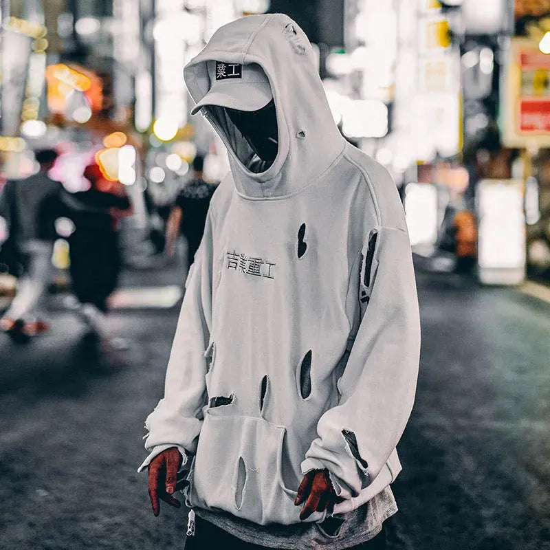 Ripped Hoodie Men Fall Popular Hip-Hop - Bellarte Enchanté Ripped Hoodie Men Fall Popular Hip-Hop