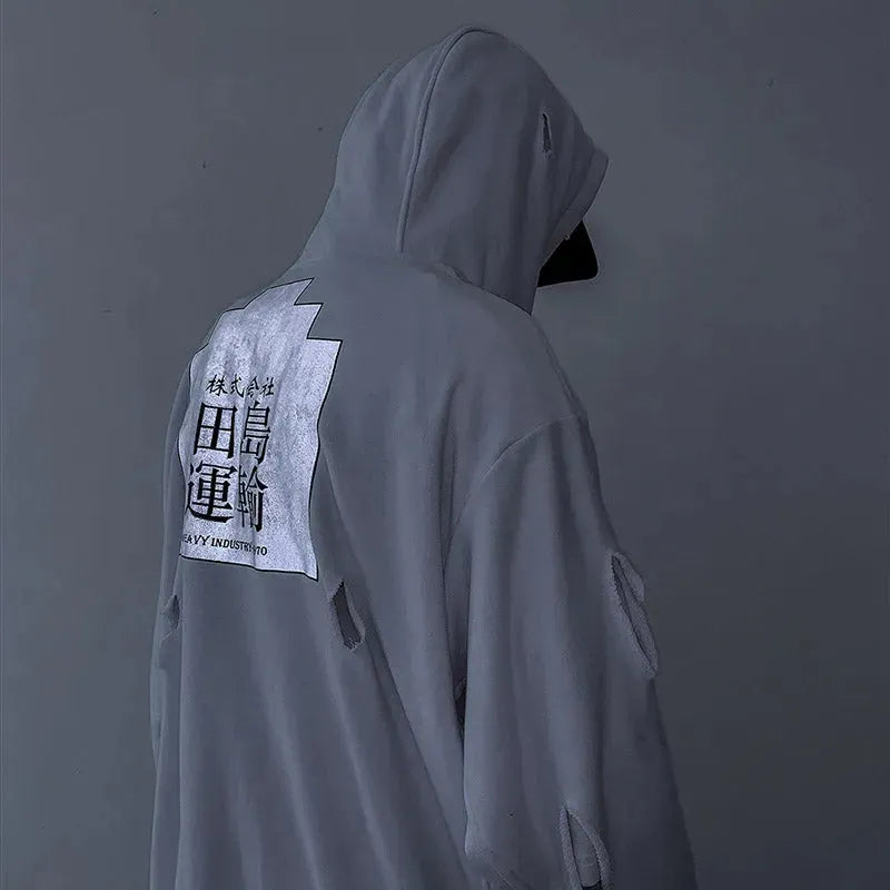 Ripped Hoodie Men Fall Popular Hip-Hop - Bellarte Enchanté Ripped Hoodie Men Fall Popular Hip-Hop