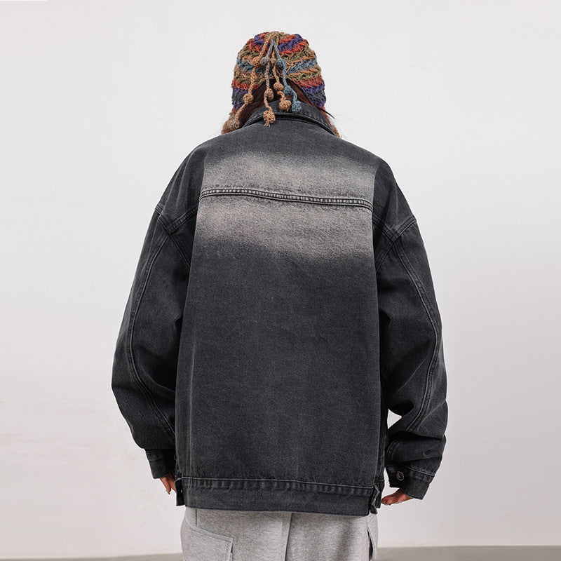 Ripped Workwear Denim Jacket American Washed Old - Bellarte Enchanté Ripped Workwear Denim Jacket American Washed Old