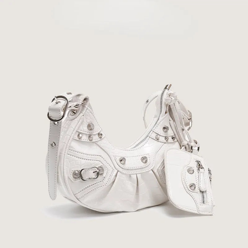 Rivet Tassel Crescent Moon Shoulder Underarm Bag - Bellarte Enchanté Rivet Tassel Crescent Moon Shoulder Underarm Bag