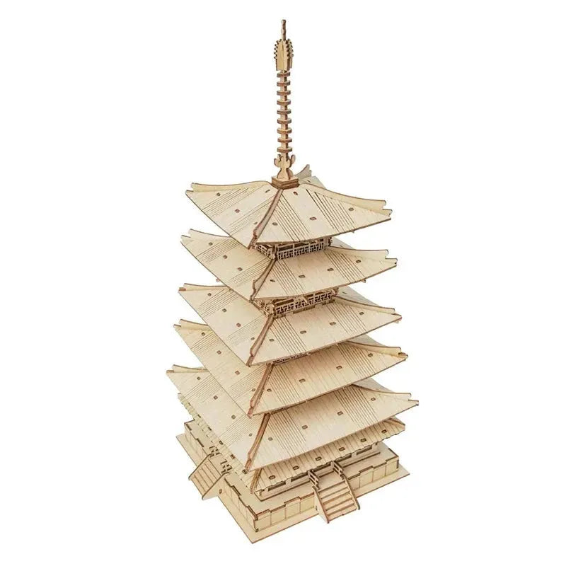 Robotime Five-storied Pagoda 3D Wooden Puzzle Toys For Children Kids Birthday Christmas Gift Home Decoration TGN02 Dropshipping - Bellarte Enchanté Robotime Five-storied Pagoda 3D Wooden Puzzle Toys For Children Kids Birthday Christmas Gift Home Decoration TGN02 Dropshipping