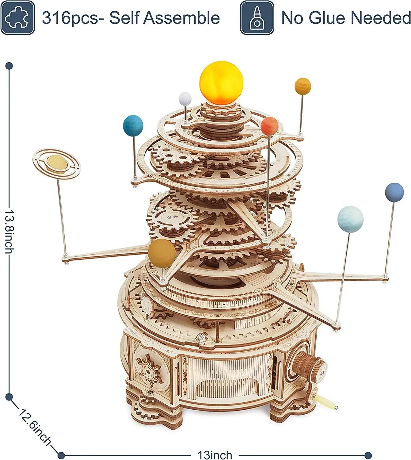 Robotime ROKR 316PCS Rotatable Mechanical Orrery 3D Wooden Puzzle Games Assemble Model Building Kits Toys Gift For Children Boys - Bellarte Enchanté Robotime ROKR 316PCS Rotatable Mechanical Orrery 3D Wooden Puzzle Games Assemble Model Building Kits Toys Gift For Children Boys