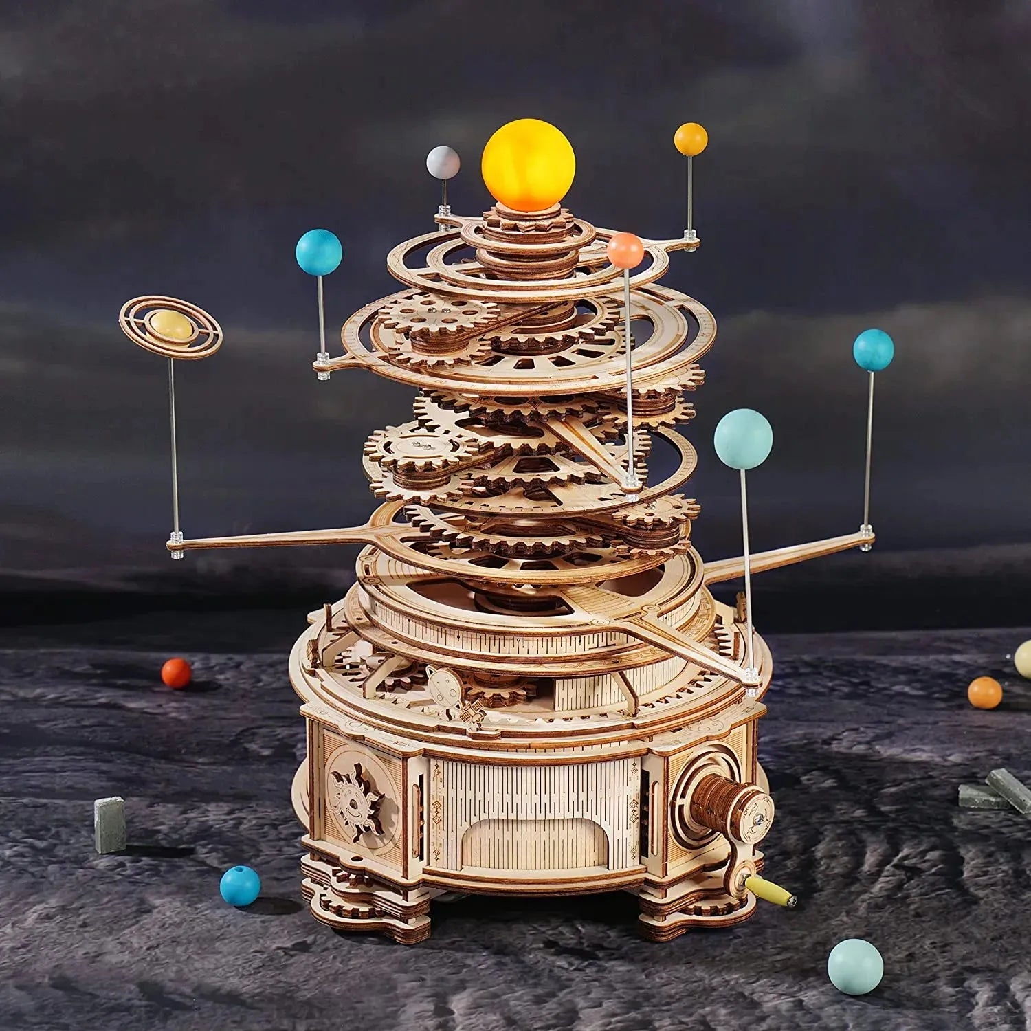 Robotime ROKR 316PCS Rotatable Mechanical Orrery 3D Wooden Puzzle Games Assemble Model Building Kits Toys Gift For Children Boys - Bellarte Enchanté Robotime ROKR 316PCS Rotatable Mechanical Orrery 3D Wooden Puzzle Games Assemble Model Building Kits Toys Gift For Children Boys