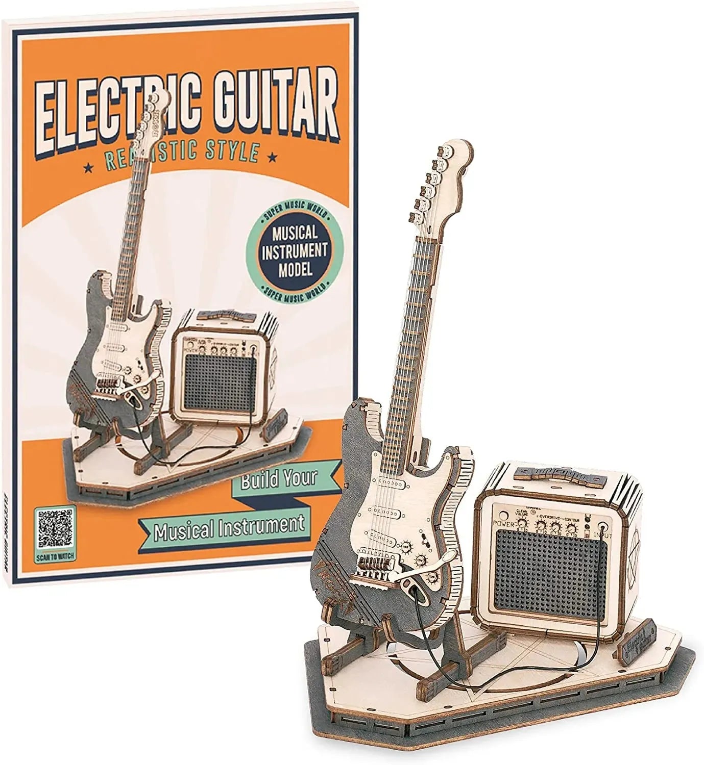 Robotime ROKR Electric Guitar Model Gift For Kids Assembly Creative Toys Building Block Set 3D Wooden Puzzle - TG605K - Bellarte Enchanté Robotime ROKR Electric Guitar Model Gift For Kids Assembly Creative Toys Building Block Set 3D Wooden Puzzle - TG605K