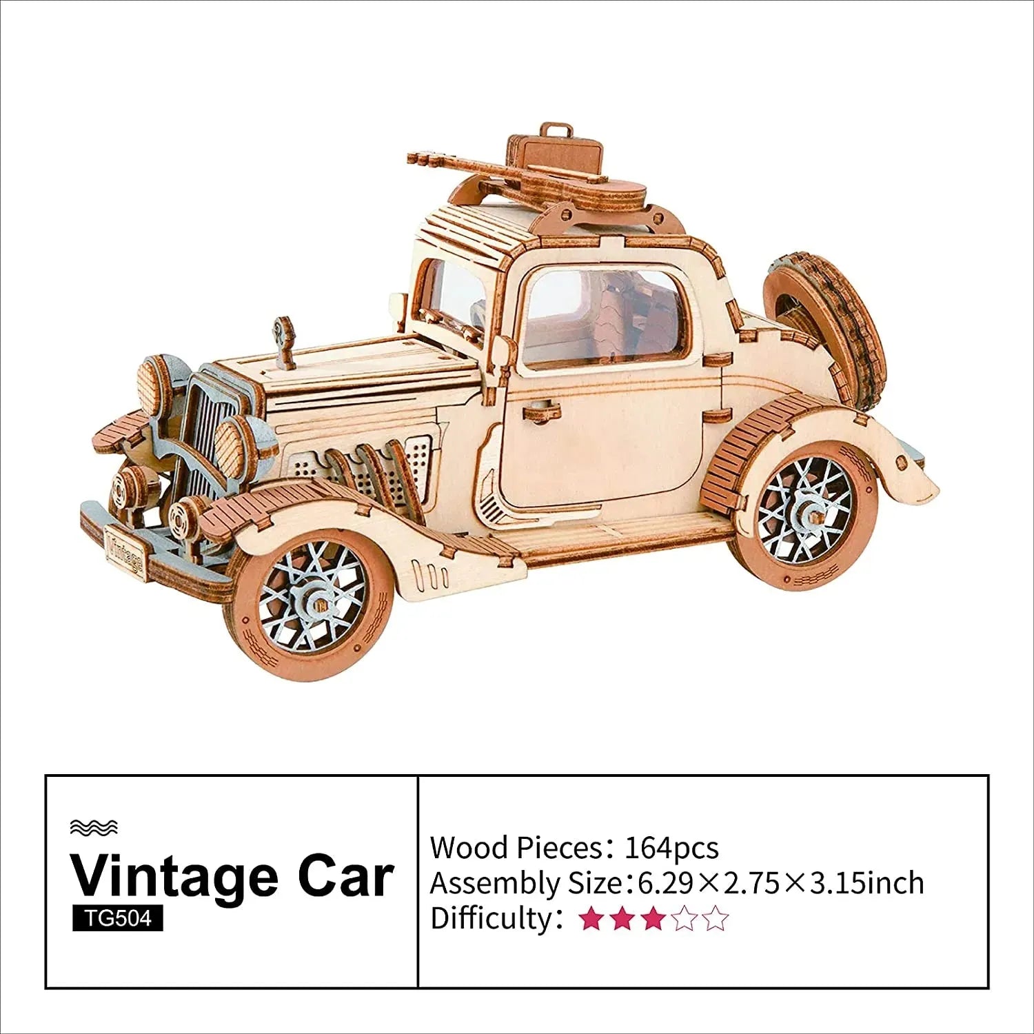 Robotime Rolife Vintage Car Model 3D Wooden Puzzle Toys For Chilidren Kids - Bellarte Enchanté Robotime Rolife Vintage Car Model 3D Wooden Puzzle Toys For Chilidren Kids
