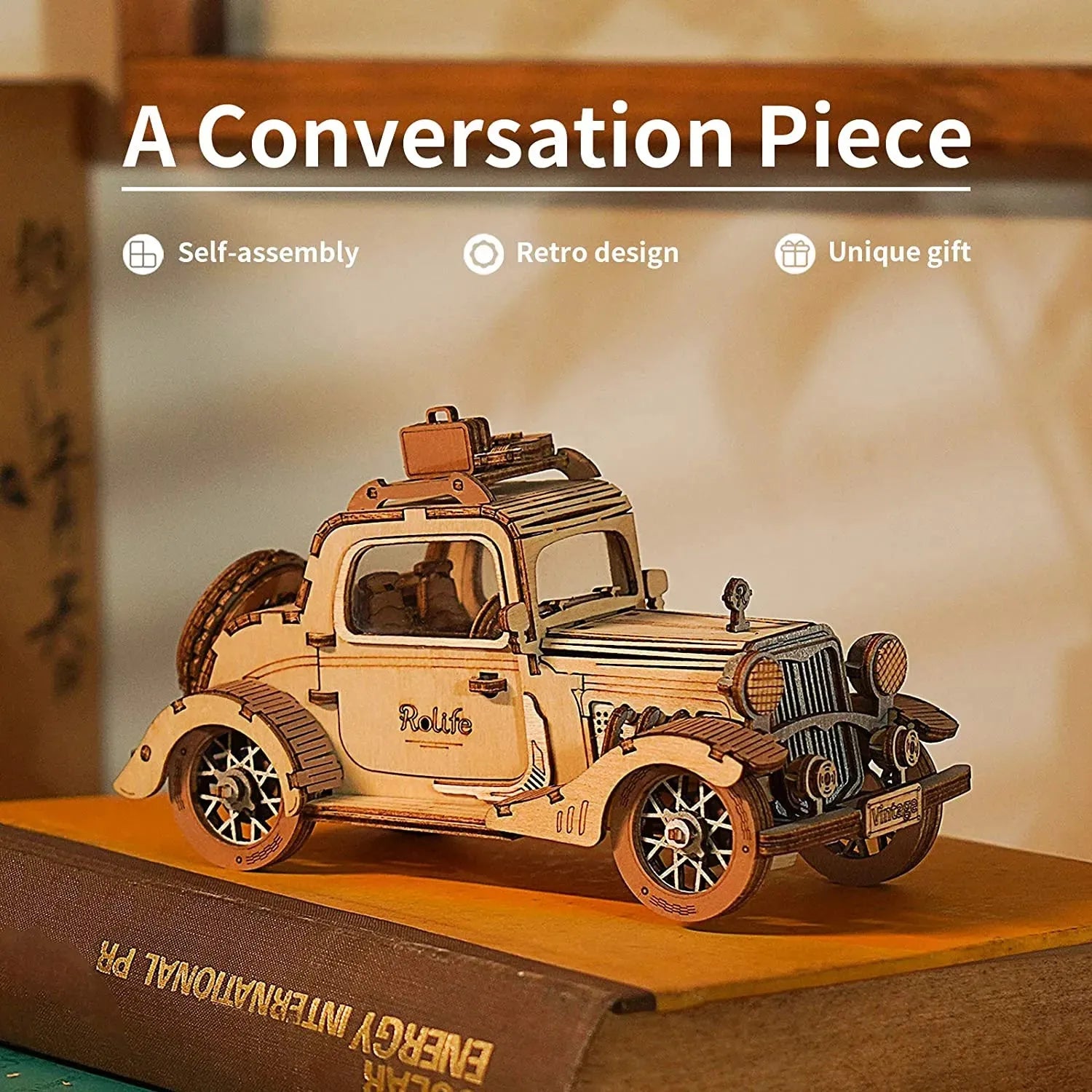 Robotime Rolife Vintage Car Model 3D Wooden Puzzle Toys For Chilidren Kids - Bellarte Enchanté Robotime Rolife Vintage Car Model 3D Wooden Puzzle Toys For Chilidren Kids