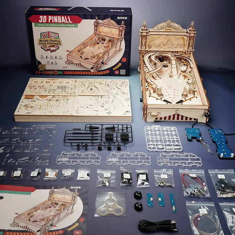 ROKR 3D Puzzle Pinball Machine Wooden Puzzle Brainteaser Building Toy - Bellarte Enchanté ROKR 3D Puzzle Pinball Machine Wooden Puzzle Brainteaser Building Toy