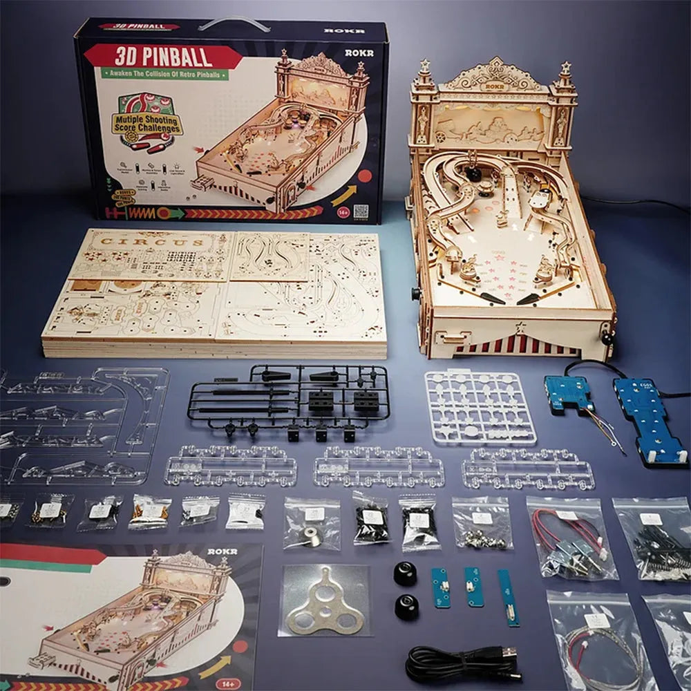 ROKR 3D Puzzle Pinball Machine Wooden Puzzle Brainteaser Building Toy - Bellarte Enchanté ROKR 3D Puzzle Pinball Machine Wooden Puzzle Brainteaser Building Toy
