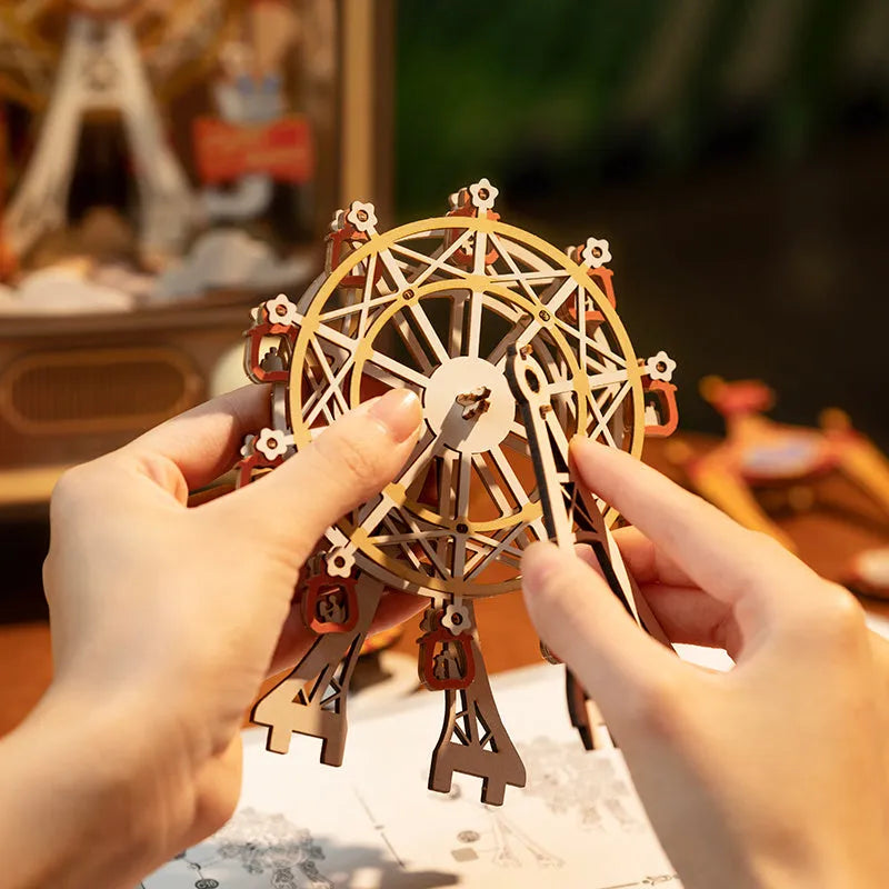 Rolife AMT01 Sunset Carnival Wooden DIY Music Box With LED Puzzle Dollhouse Gift - Bellarte Enchanté Rolife AMT01 Sunset Carnival Wooden DIY Music Box With LED Puzzle Dollhouse Gift
