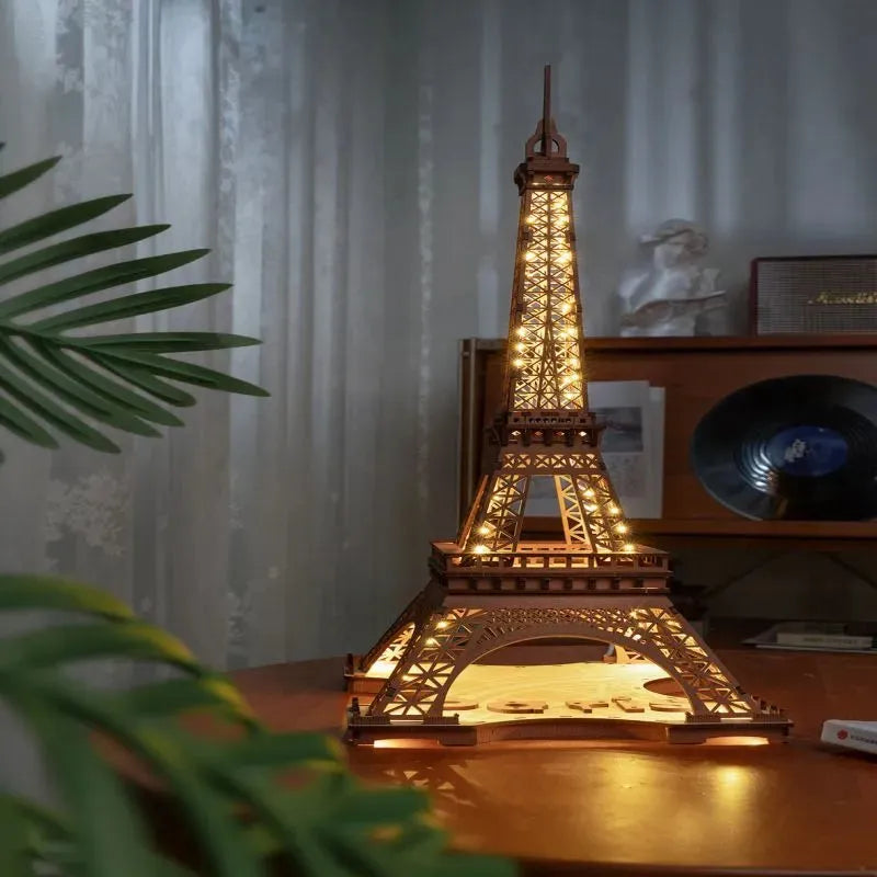 Rolife Night Of The Eiffel Tower Large Wooden Puzzle With 4 Light Shows For Gift - Bellarte Enchanté Rolife Night Of The Eiffel Tower Large Wooden Puzzle With 4 Light Shows For Gift