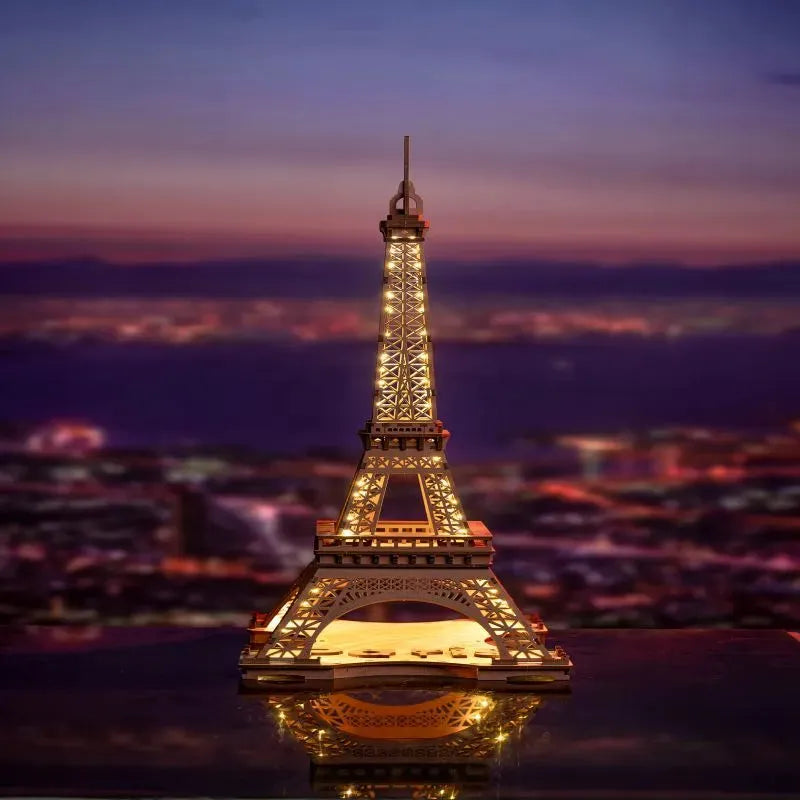 Rolife Night Of The Eiffel Tower Large Wooden Puzzle With 4 Light Shows For Gift - Bellarte Enchanté Rolife Night Of The Eiffel Tower Large Wooden Puzzle With 4 Light Shows For Gift