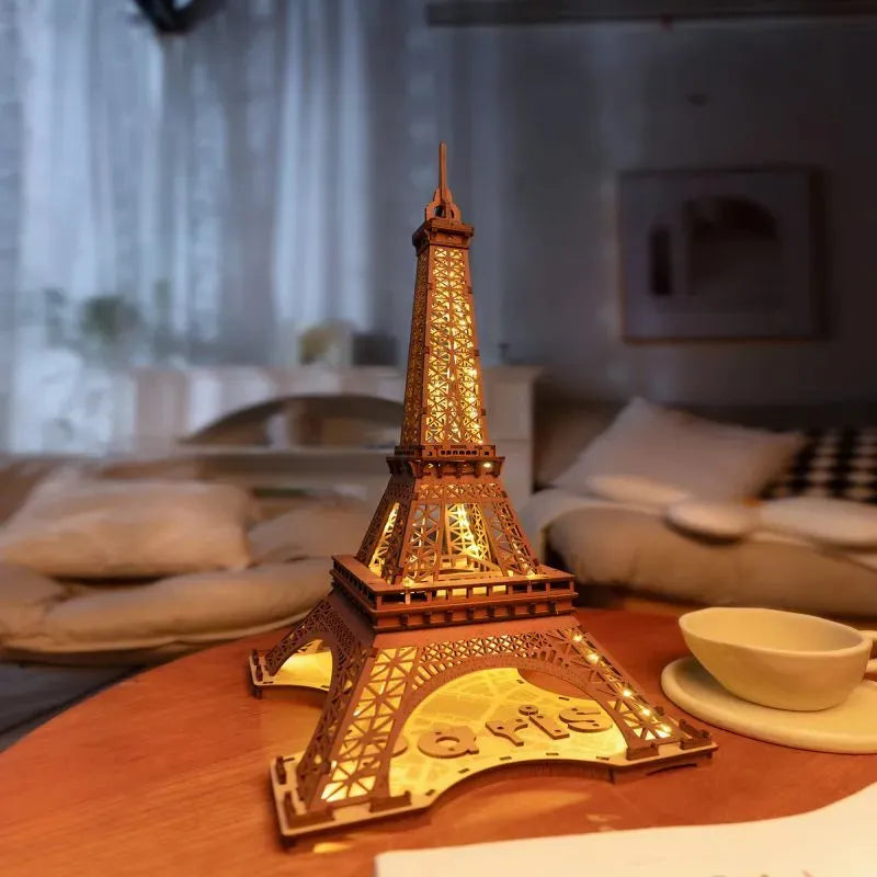 Rolife Night Of The Eiffel Tower Large Wooden Puzzle With 4 Light Shows For Gift - Bellarte Enchanté Rolife Night Of The Eiffel Tower Large Wooden Puzzle With 4 Light Shows For Gift