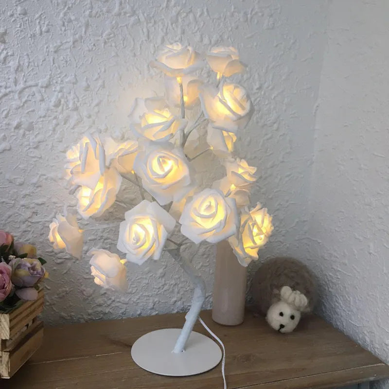 Rose Flower Lamp USB Battery Operated LED Table Lamp Bonsai Tree Night Lights Garland Bedroom Decoration Lights Home Decor - Bellarte Enchanté Rose Flower Lamp USB Battery Operated LED Table Lamp Bonsai Tree Night Lights Garland Bedroom Decoration Lights Home Decor
